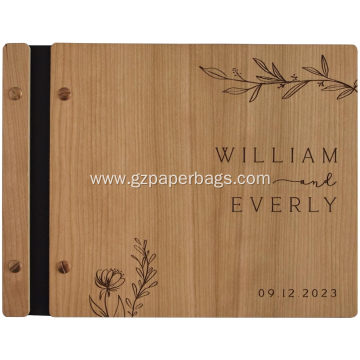 Personalized Wooden Cover Wedding Guest Book Signature Book